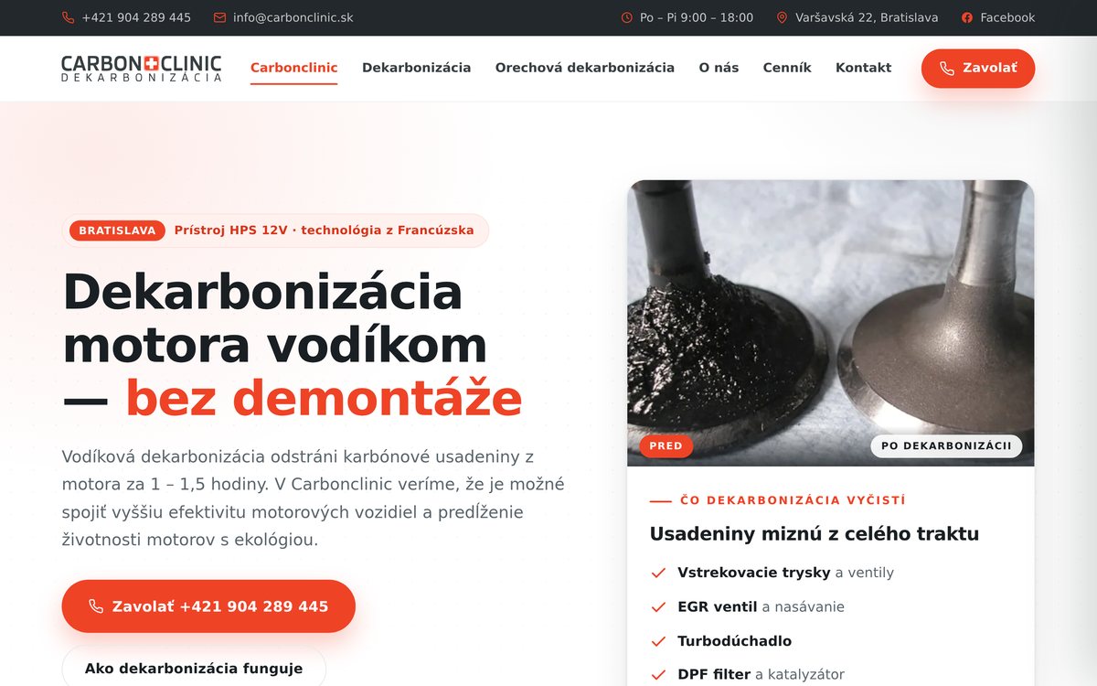 Ukážka webu Carbon Clinic